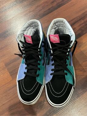 Vans High Top Sneakers in Black, Teal, Periwinkle & Gold